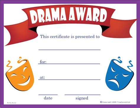 Drama Certificate Template Free